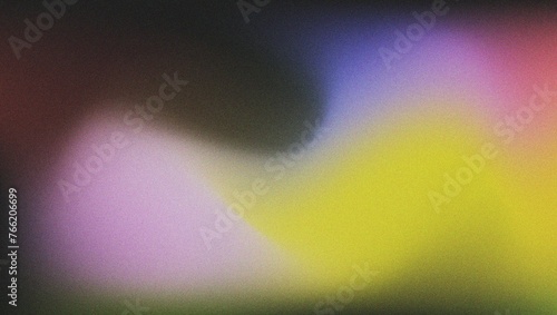 Abstract background yellow pink blue black color flow grainy wave dark noise texture cover header wallpaper design