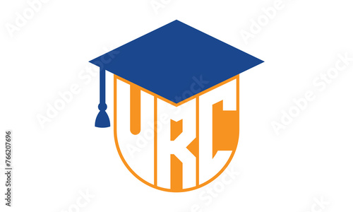 URC initial letter academic logo design vector template. school college logo, university logo, graduation cap logo, institute logo, educational logo, library logo, teaching logo, book shop, varsity	
 photo