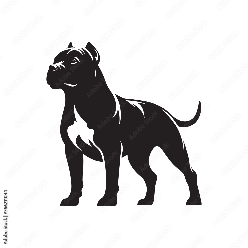 Obraz premium Pit Bull Silhouette Vector: Illustrating the Strength and Grace of a Beloved Canine Companion- Pit bull vector stock.