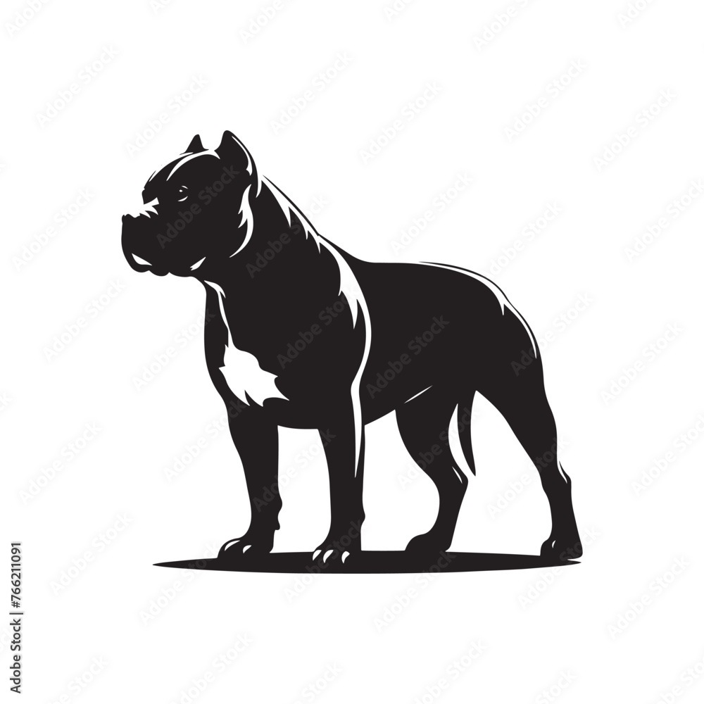 Pit Bull Silhouette Vector: Illustrating the Strength and Grace of a Beloved Canine Companion- Pit bull vector stock.