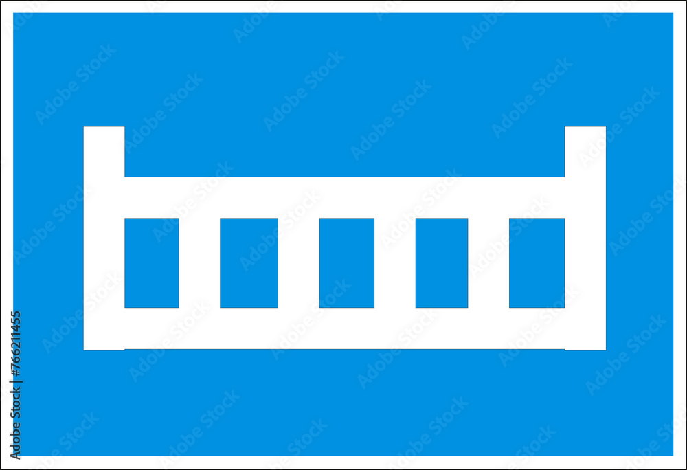 Panneau carré de signalisation fluvial sur fond bleu : barrage Panneau carré de signalisation fluvial sur fond bleu : barrage
