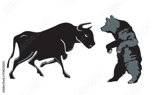 Börsen-, Bären- und Bullen illustration