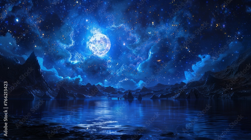 Starry night sky with clouds and planets. AI generated background. Starry night sky with clouds and planets. AI generated background.