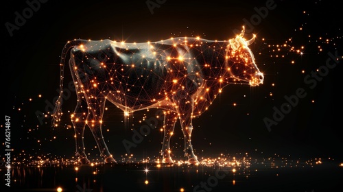 An abstract image of the world as seen in a starry sky, with points and lines representing planets, stars, and the universe. Animal modern wireframe concept.
