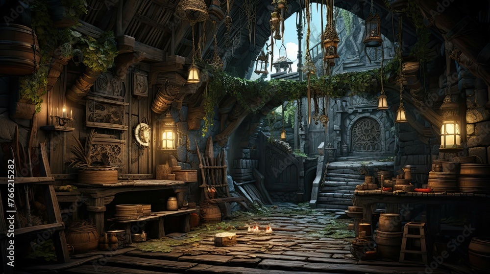 Interior of church. AI generated art illustration. Interior of church. AI generated art illustration.