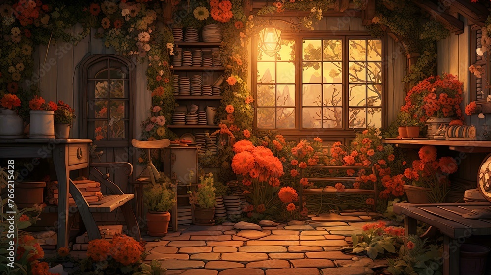 Old house in the village. AI generated art illustration. Old house in the village. AI generated art illustration.
