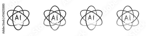 Hand drawn artificial intelligence atom icon. Vector illustration.