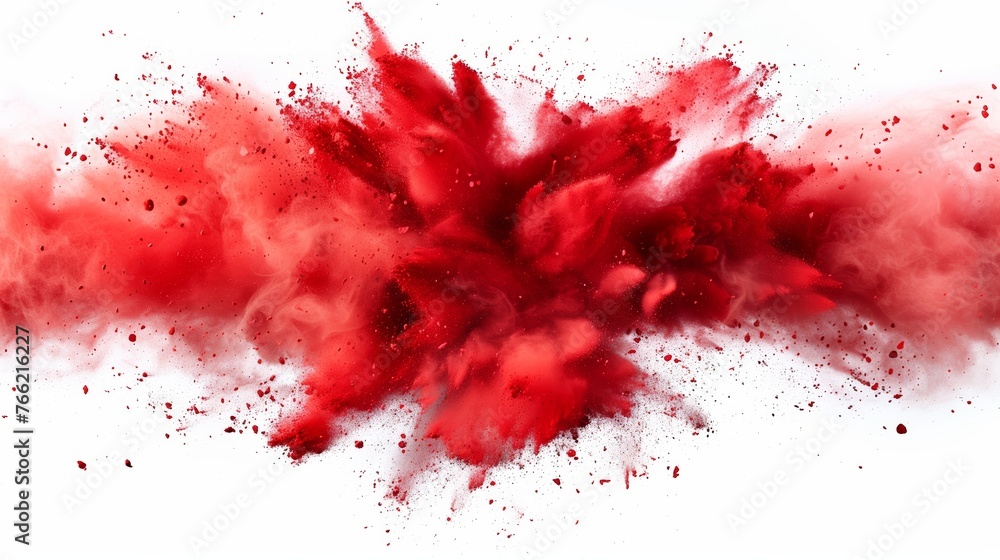 Vivid Red Powder Eruption, Abstract Artistic Explosion Concept
