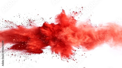 Explosive Red Powder Burst, Abstract Color Cloud Concept 
