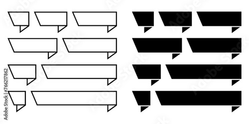 ofvs561 OutlineFilledVectorSign ofvs - sale tag ribbon banner set vector icon . promotion message . right . isolated transparent . black outline and filled version . AI 10 / EPS 10 / PNG . g11904