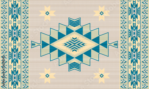 American tribal ethnic native pattern.Traditional Navajo,Aztec,Apache,Southwest and Mexican style fabric pattern.Abstract vector motifs pattern.For fabric,clothing,blanket,carpet,woven,wrap,decoration