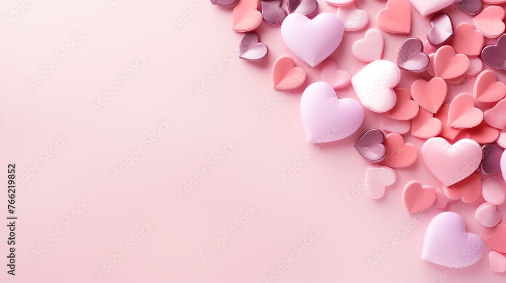 a group of hearts on a pink surface