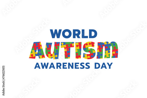 world autism awareness day vector graphic with puzzles that form the word autism. It 's suitable for banners, campaign, greetings, etc.