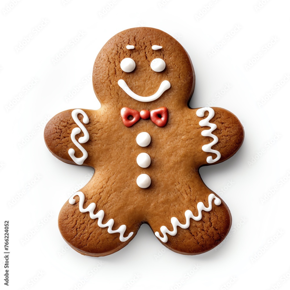 a gingerbread man with a bow tie
