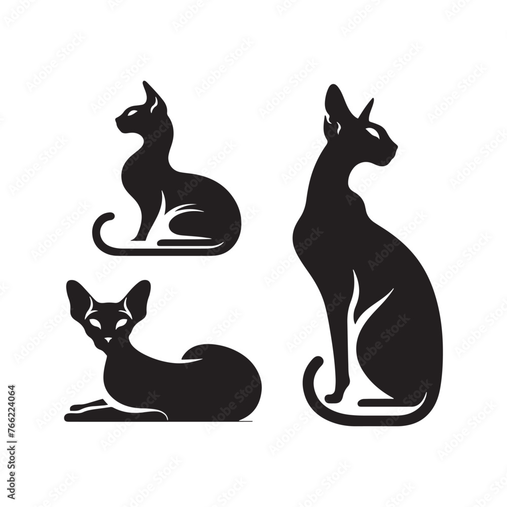 Sphinx Cat Silhouette Vector: Elegant and Enigmatic Feline Profile- Sphinx cat vector stock. Sphinx Cat Silhouette Vector: Elegant and Enigmatic Feline Profile- Sphinx cat vector stock.