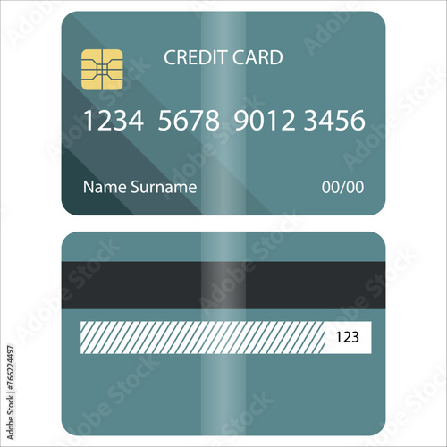 Vector Double Sided Plastic Plastic Bank Financial Credit Card Realistic Template for Business