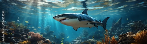 a shark swimming in the water photo