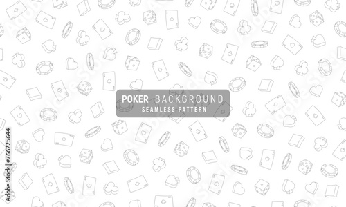 Seamless pattern for Poker or Casino. Background with game symbols. Vector template for your design.