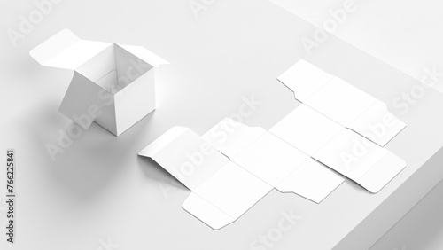 Cube box mock up isolated on white background. Product packaging box mock up. 3D illustration.
