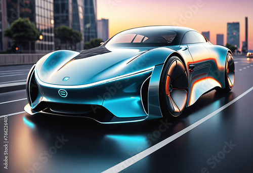 Futuristic electric car. Ge...