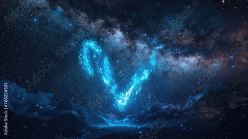Zodiac Constellation in Cosmic Sky, Virgo zodiac sign luminously portrayed against the stunning backdrop of the Milky Way, invoking the vastness of space
