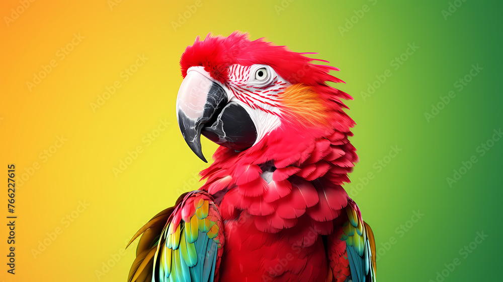 Fototapeta premium Beautiful colored parrot on tropical background