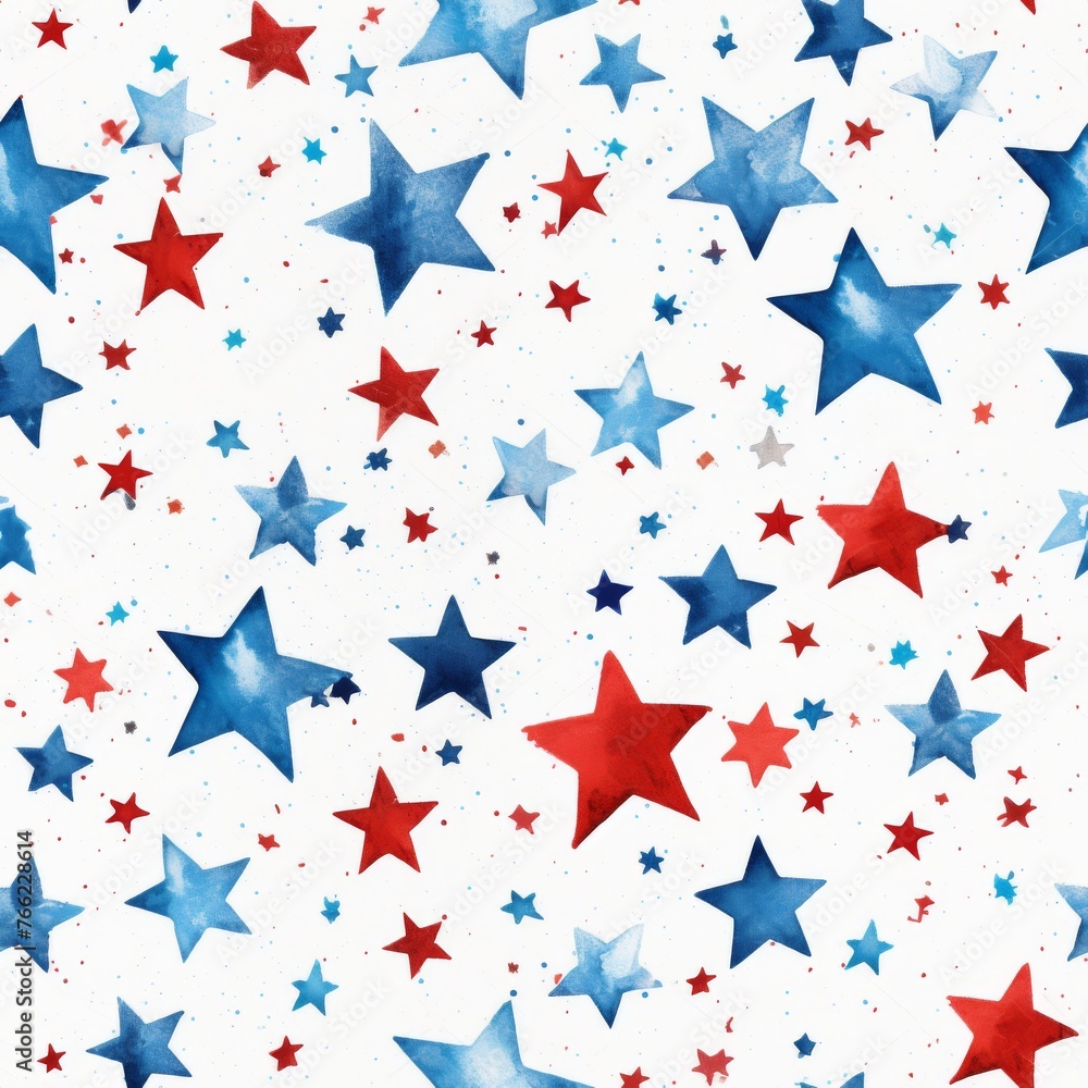 Watercolor asbtract stars background in red and blue colors. USA national holiday concept background. Seamless background. Watercolor asbtract stars background in red and blue colors. USA national holiday concept background. Seamless background.