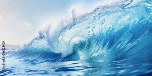 Beautiful wave Deep Blue Tube Generative AI
