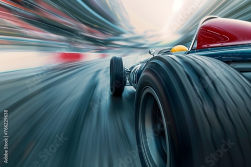 Intense racecar speed close-up