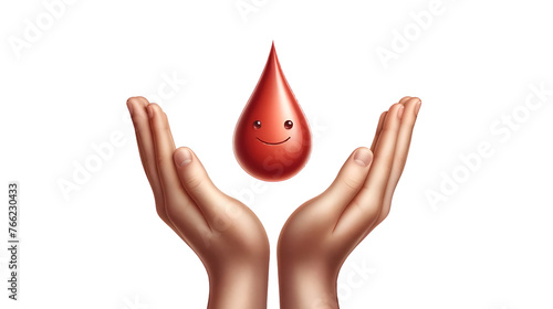 Realistic smiling drop of blood for world hemophilia day