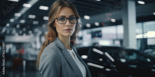 women manager in a car dealership Generative AI