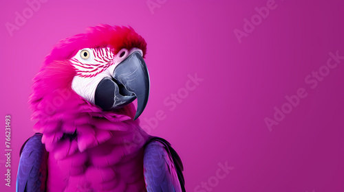 Beautiful colored parrot on tropical background