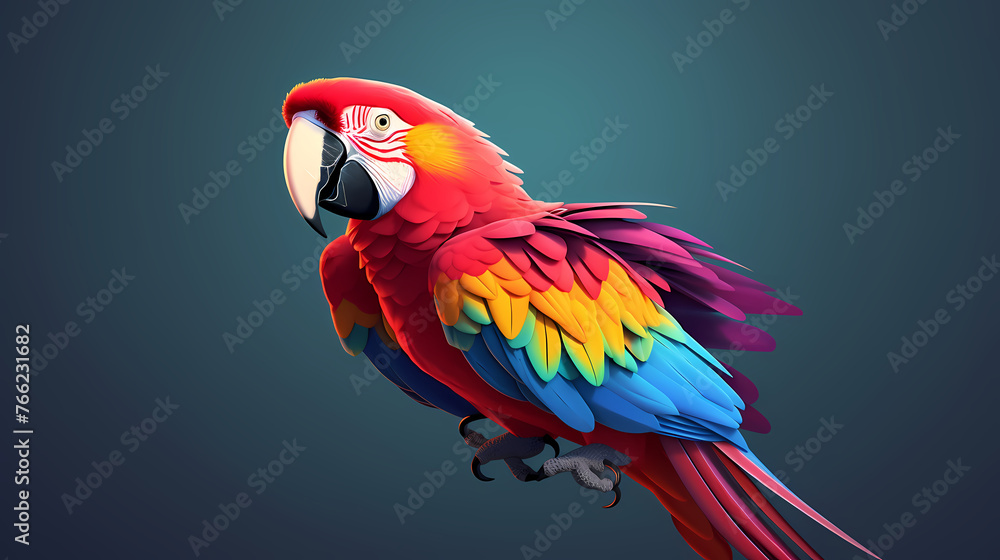 Naklejka premium Beautiful colored parrot on tropical background