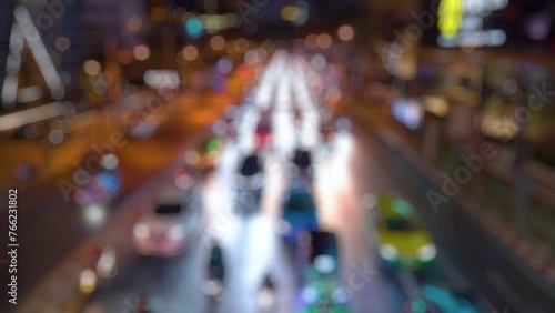 Wallpaper Mural Traffic jam at express way Rush hour. Blurred jammed street traffic at night. Night traffic jam on the crossroad.  Torontodigital.ca