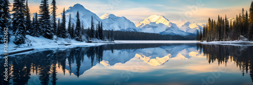 Golden Dusk Over Alaskan Wilderness: Majestic Mountains Reflecting on Serene Lake © Franklin