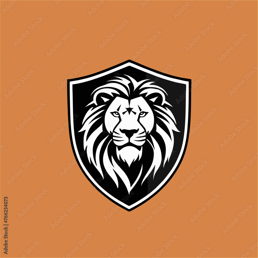 Lion king shield logo design template, lion animal logo illustration Lion king shield logo design template, lion animal logo illustration