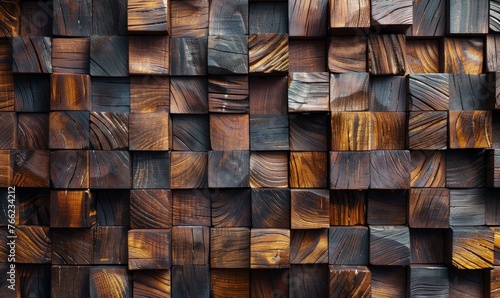 Background made from wooden blocks, modern texture. © Artlana