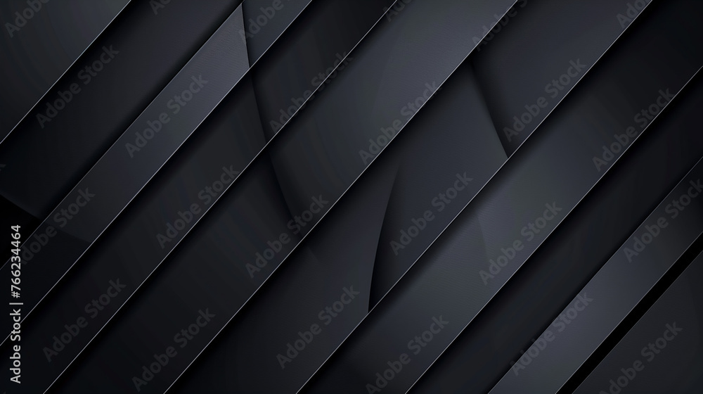 Fototapeta premium Black abstract geometric background. Modern shape concept. Grey line on black. Minimal design. Cover design template, business background.
