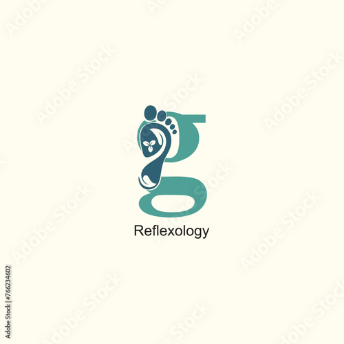 Reflexology logo design with letter and foot clinic unique concept premium vector