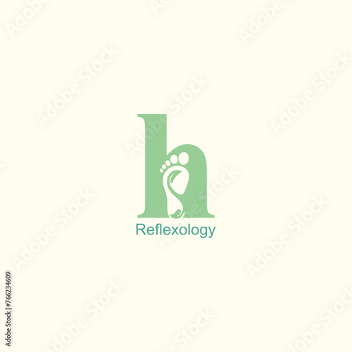 Reflexology logo design with letter and foot clinic unique concept premium vector