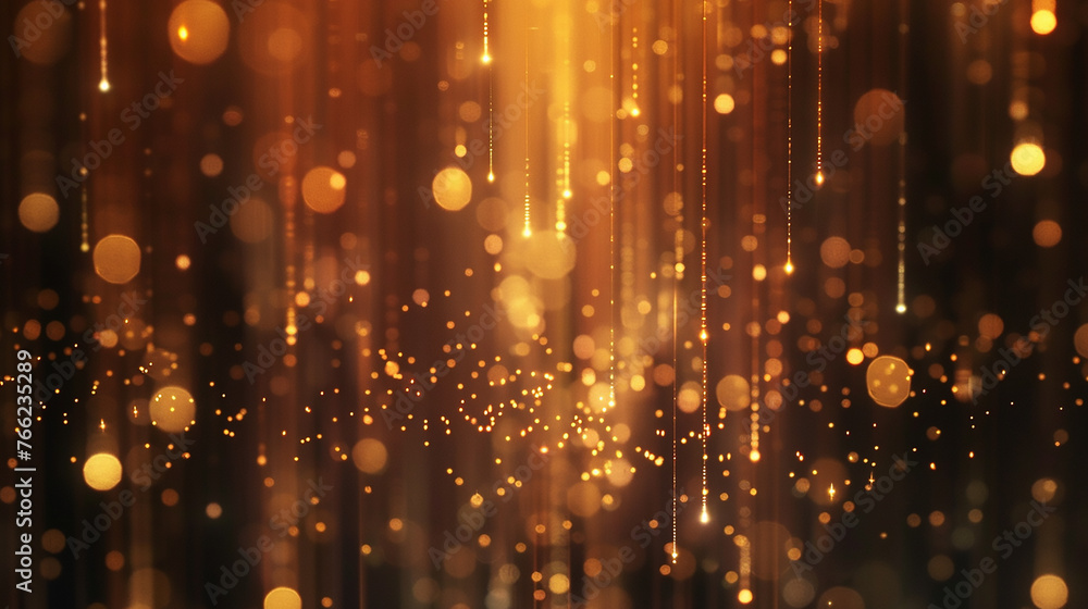 abstract background with Dark blue and gold particle. Golden light shine particles bokeh. golden lights. Defocused bright gold bokeh lights on a dark background. Festive abstract bokeh light.