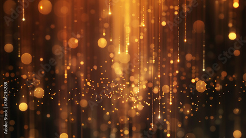 abstract background with Dark blue and gold particle. Golden light shine particles bokeh. golden lights. Defocused bright gold bokeh lights on a dark background. Festive abstract bokeh light. © Nenone