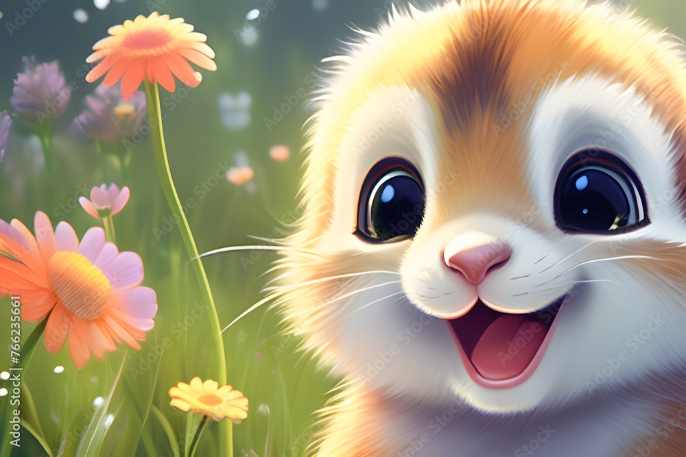 Happy cute baby animal. Generative ai. Happy cute baby animal. Generative ai.