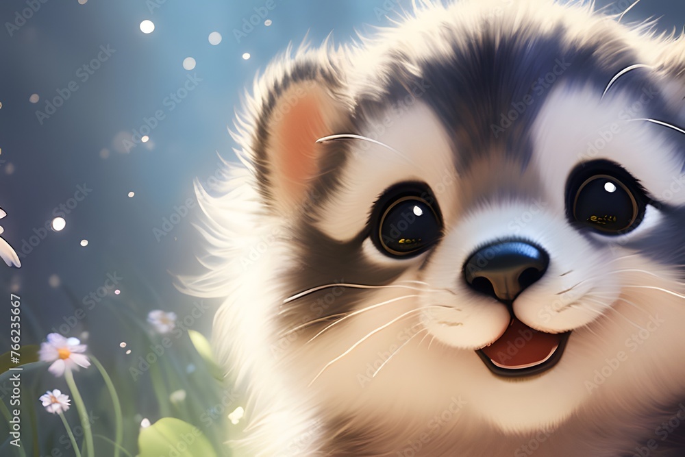 Happy cute baby animal. Generative ai. Happy cute baby animal. Generative ai.