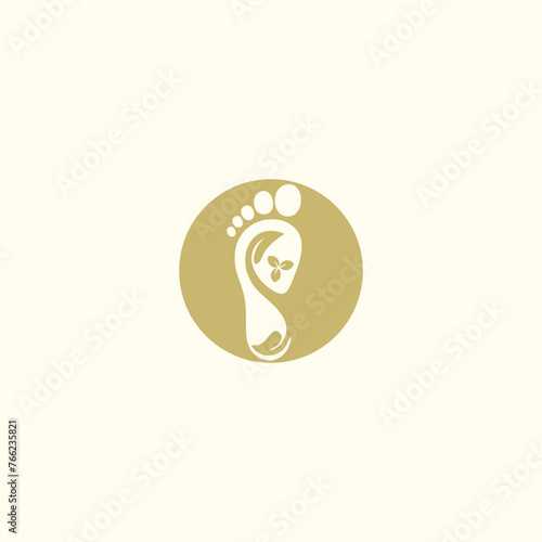 Reflexology logo design with letter and foot clinic unique concept premium vector