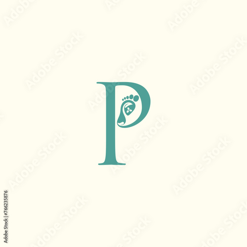 Reflexology logo design with letter and foot clinic unique concept premium vector