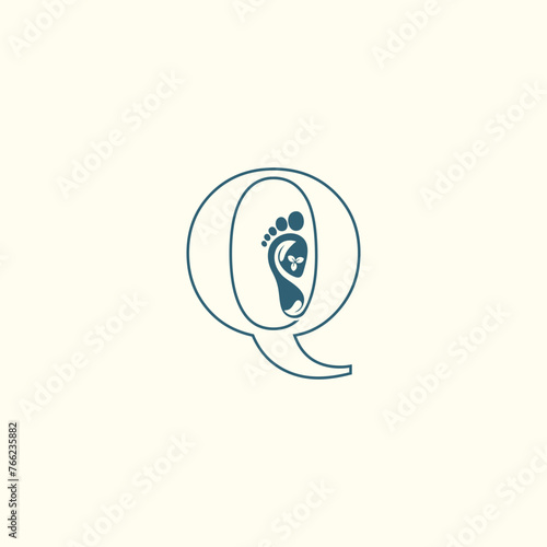 Reflexology logo design with letter and foot clinic unique concept premium vector