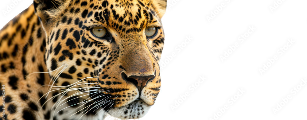 Obraz premium face leopard cheetah sitting front view isolated transparent background.