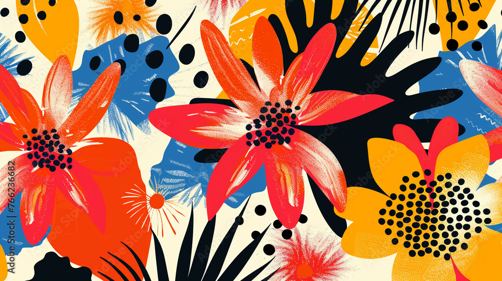 Abstract floral patterns in bold vector shapes, Abstract floral patterns in bold vector shapes,