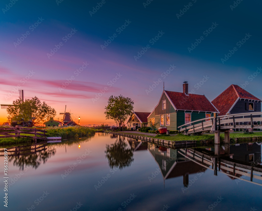 Dutch landscape during sunset